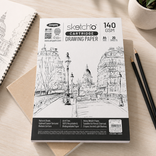 Anupam Cartridge Drawing Paper – A4 | 140 GSM | 20 Sheets