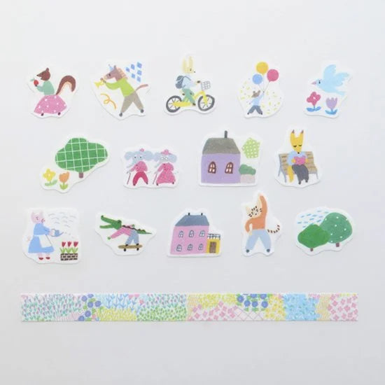 Bande | Pegatinas en Rollo y Washi Tape Animal City and Flower Garden