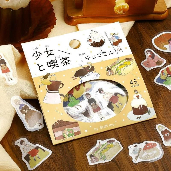 Atlas Stationers - BGM Planner Sticker Flakes - A Girl and a Coffee Shop - Chocolate Milk - Stickers
