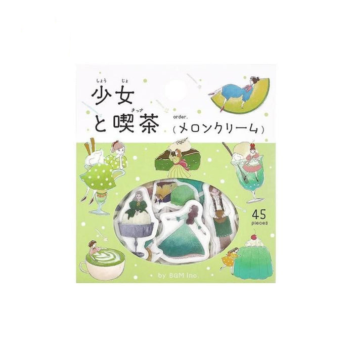 Atlas Stationers - BGM Planner Sticker Flakes - A Girl and a Coffee Shop - Melon Cream - Stickers - Image 2