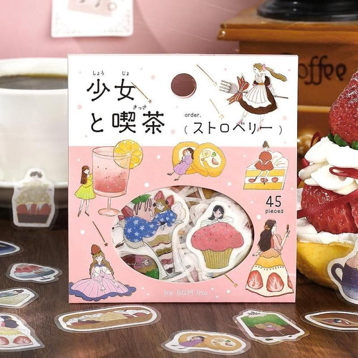 Atlas Stationers - BGM Planner Sticker Flakes - A Girl and a Coffee Shop - Strawberry - Stickers