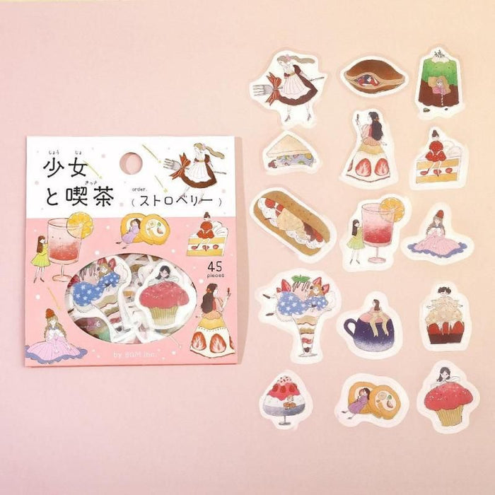 Atlas Stationers - BGM Planner Sticker Flakes - A Girl and a Coffee Shop - Strawberry - Stickers - Image 3
