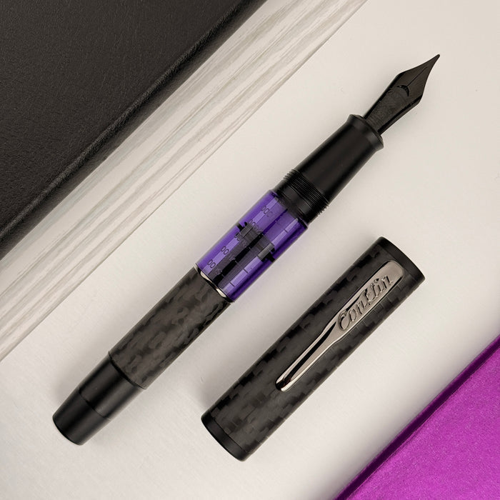 Conklin Carbon Fiber Stealth Word Gauge Fountain Pen - Purple