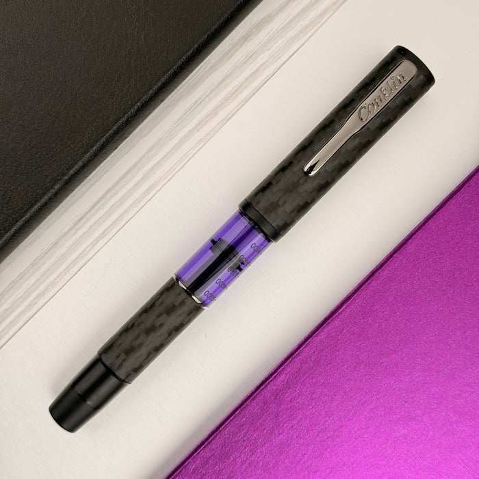 Conklin Carbon Fiber Stealth Word Gauge Fountain Pen - Purple