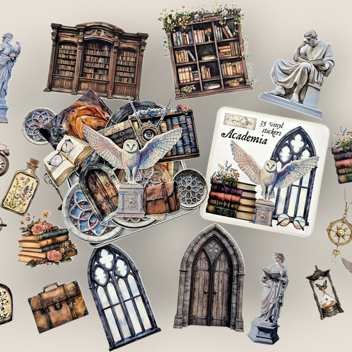 CoraCreaCrafts Academia Sticker Tin Box