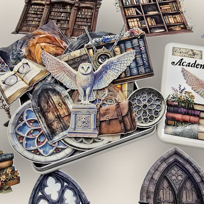 CoraCreaCrafts Academia Sticker Tin Box
