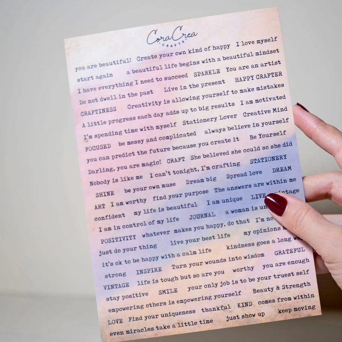 Atlas Stationers - CoraCreaCrafts Sticker Sheet - Affirmations - Stickers