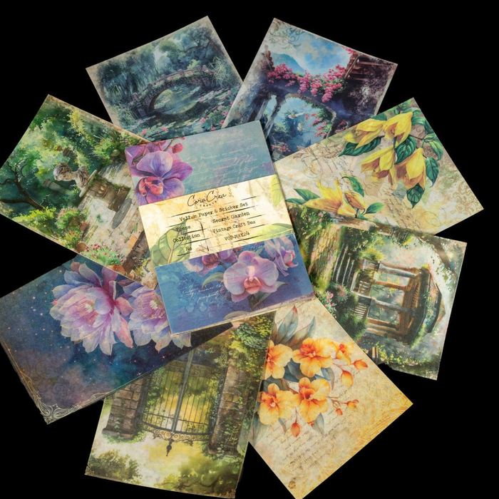 Atlas Stationers - CoraCreaCrafts Sticker & Vellum Paper Set - Secret Garden - Stickers