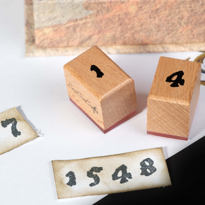 CoraCreaCrafts Wooden Stamp Set - Medieval Alphabet