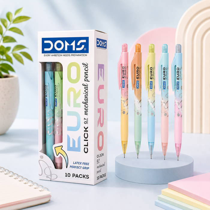 DOMS Euro 0.7 mm Mechanical Pencil Kit + 10 Lead Tubes