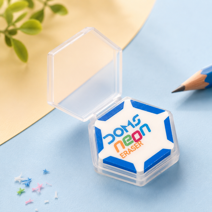 DOMS Neon Hex Erasers | Pack of 5