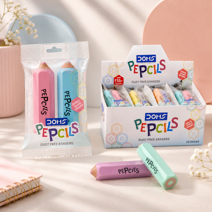 DOMS Pepcils Eraser – Pencil Shaped | Pack of 5