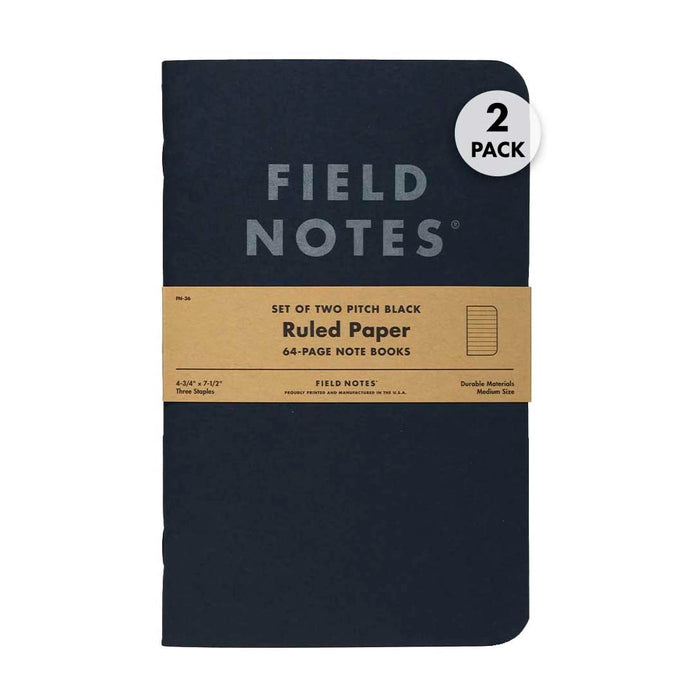 Field Notes | Set de 2 Cuadernos Pitch Black M (Rayas)