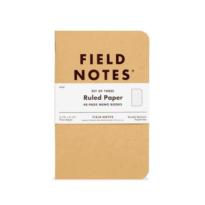 Field Notes | Set de 3 Cuadernos Original Kraft (Rayas)