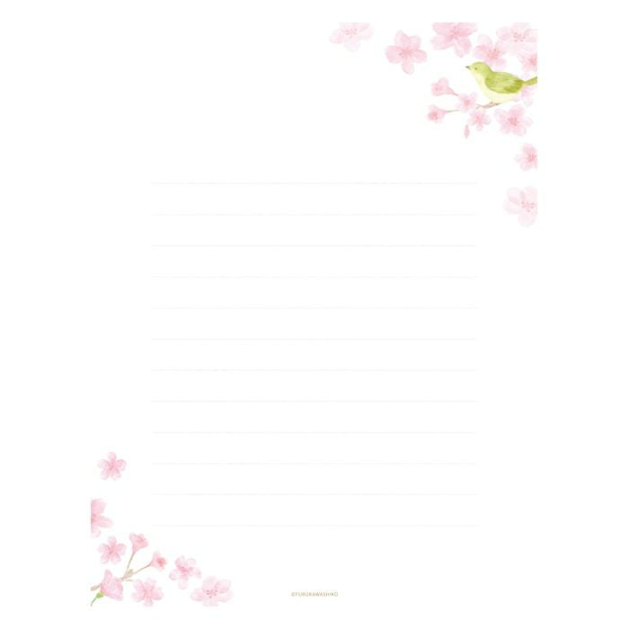 Furukawashiko Today's Letter Set - Cherry Blossom and Japanese Warblers