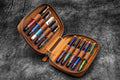 Galen Leather 10 Pen Expansi-Pouch Zipper Case