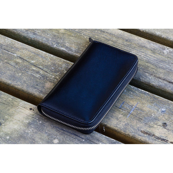 Galen Leather 3 Pen Zipper Case - Black | Atlas Stationers.
