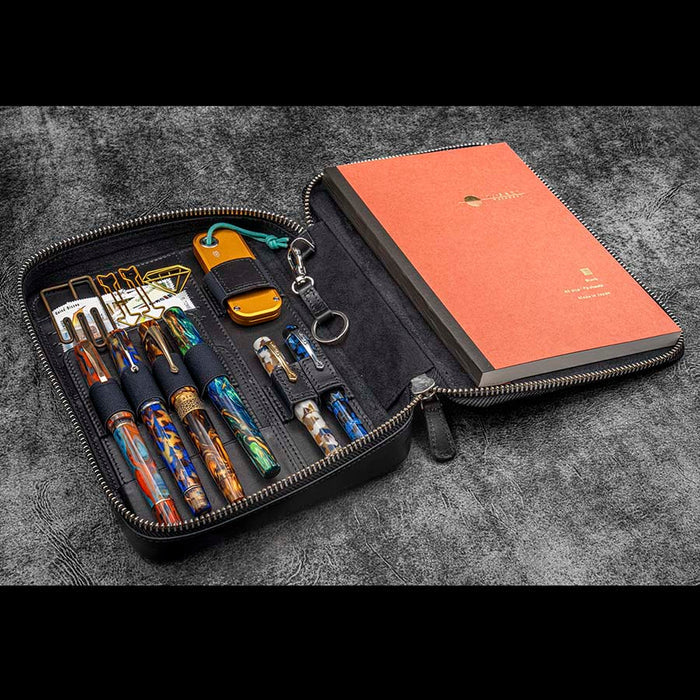 Galen Leather | Funda Expansi-Folio Leather Wide A5 Zip Folio Black