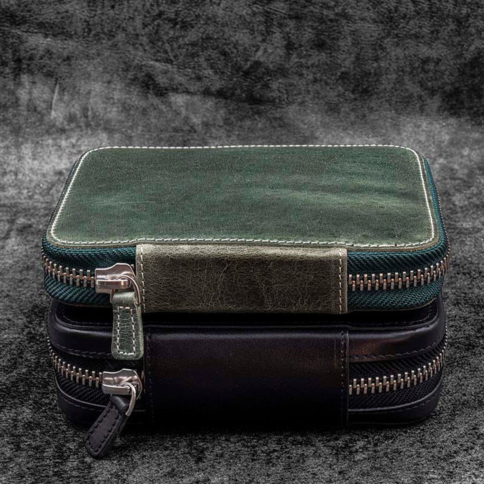 Galen Leather | Funda Expansi-Pouch Leather Wide 10 Slots Pen Case A6 Zip Folio Black