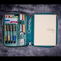 Galen Leather | Funda Leather Zippered Hobonichi Cousin A5 Planner Folio Crazy Horse Forest Green