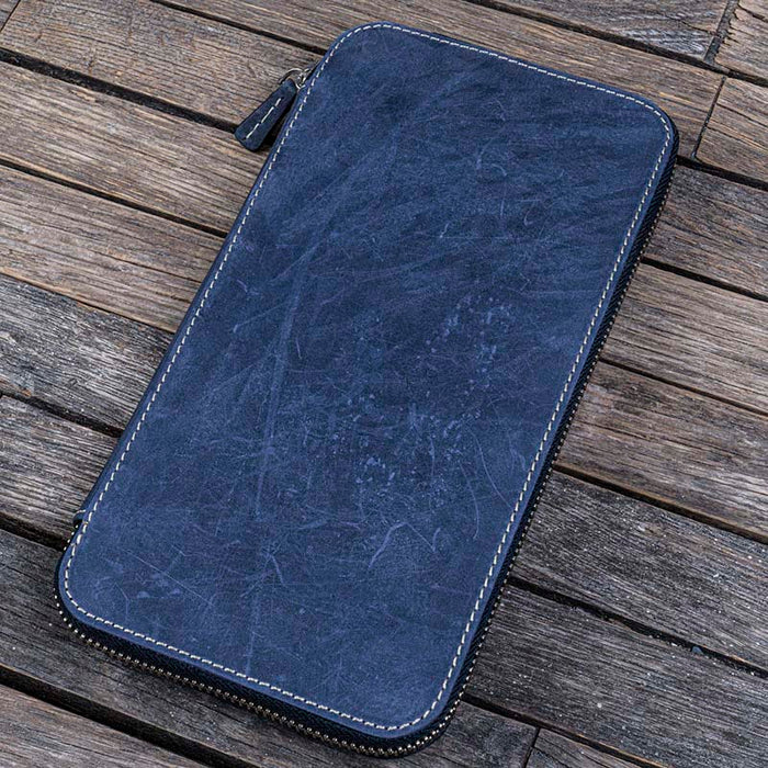 Galen Leather | Funda Leather Zippered Hobonichi Weeks Cover Crazy Horse Navy Blue