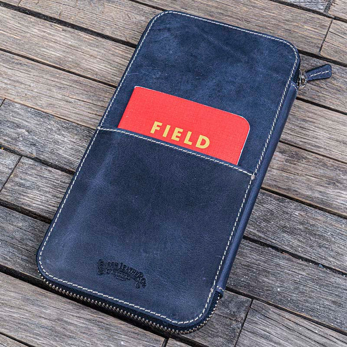 Galen Leather | Funda Leather Zippered Hobonichi Weeks Cover Crazy Horse Navy Blue