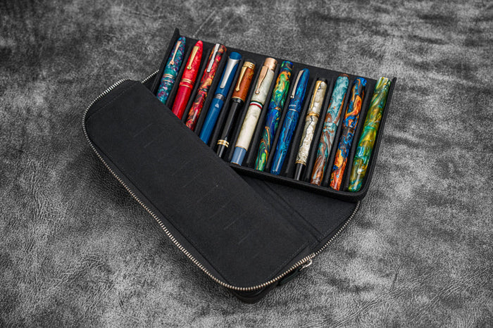Galen Leather Zippered Magnum Opus 12 Slot Pen Case