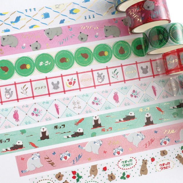 Green Flash Animal Department Store Gold Foil Clear Masking Tape - Sea Otter