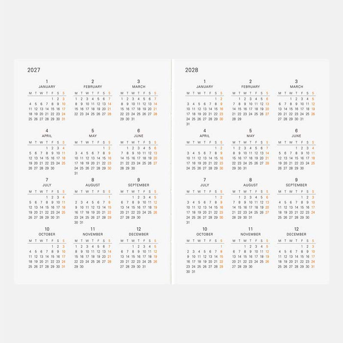 Hobonichi | Agenda Hobonichi Techo A6 Planner (Inglés) 2027