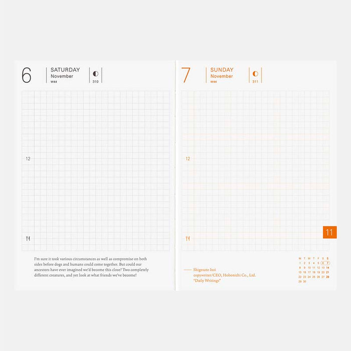 Hobonichi | Agenda Hobonichi Techo A6 Planner (Inglés) 2027