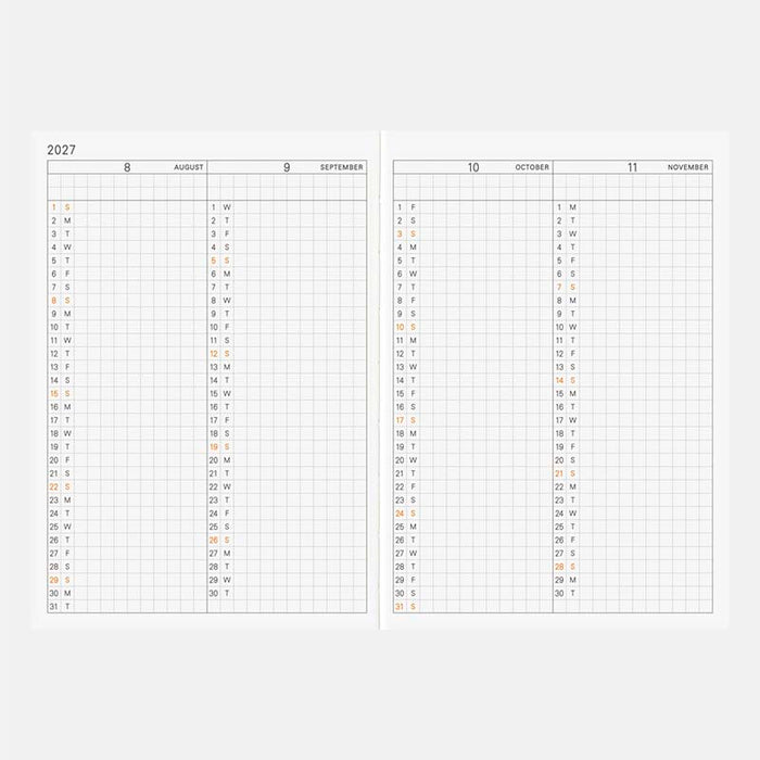 Hobonichi | Agenda Hobonichi Techo A6 Planner (Inglés) 2027