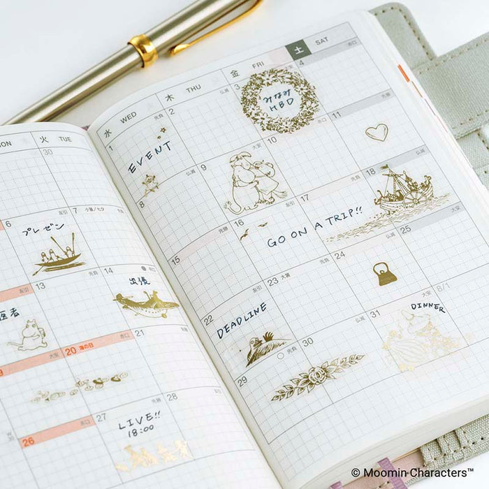 Hobonichi | Pegatinas Foil-Stamped Moomin: Adventure Log