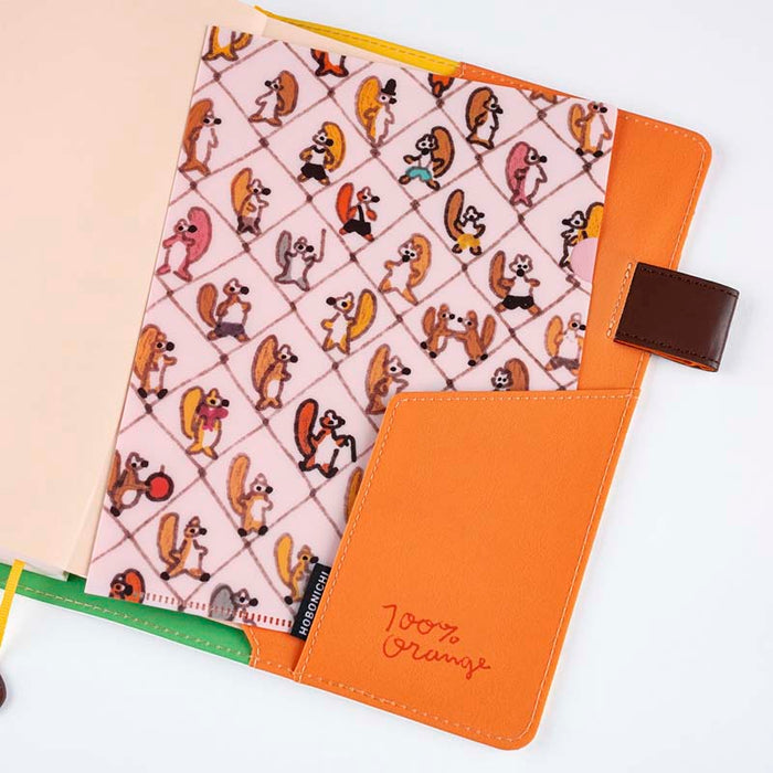 Hobonichi | Set de 2 Portafolios A5 100%ORANGE (Squirrel Squadron)