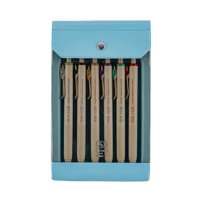Hobonichi | Set de Bolígrafos con Funda TSUKI no IRO: Uniball One - July-Dec