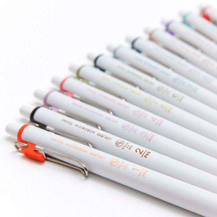 Hobonichi | Set de Bolígrafos con Funda TSUKI no IRO: Uniball One - July-Dec