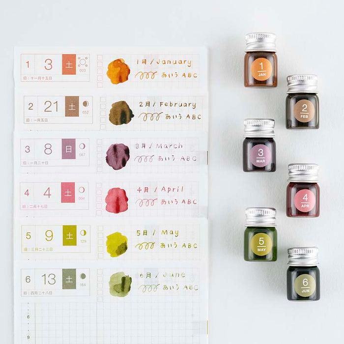 Hobonichi | Set de Mini Tintas Tintero Kakimori x TSUKI no IRO (Jan-Jun)