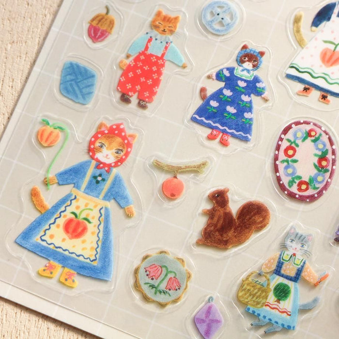 Hyogensha Cozyca Aiko Fukawa Sticker Sheet - Cats and Buttons