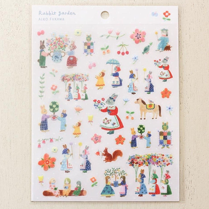 Hyogensha Cozyca Aiko Fukawa Sticker Sheet - Rabbit Garden