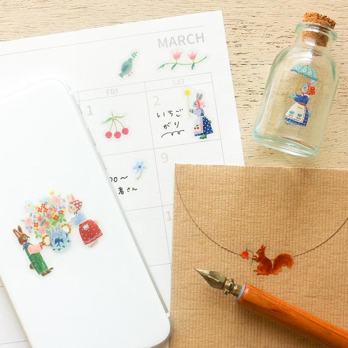 Hyogensha Cozyca Aiko Fukawa Sticker Sheet - Rabbit Garden