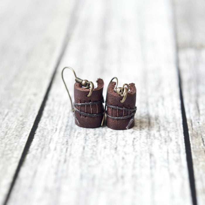 Leather Journal Earrings / Mini Book Jewelry: Bright White