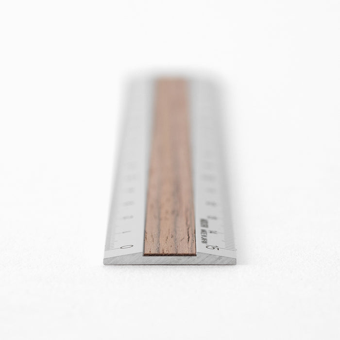 Midori Aluminum Wooden Ruler 15cm - Dark Brown