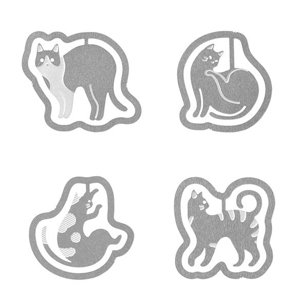 Midori | Clips Metálicos Etching Gatos