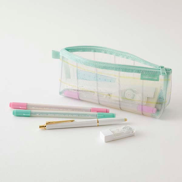 Midori | Estuche de Malla Pen Case with Gusset Check Green
