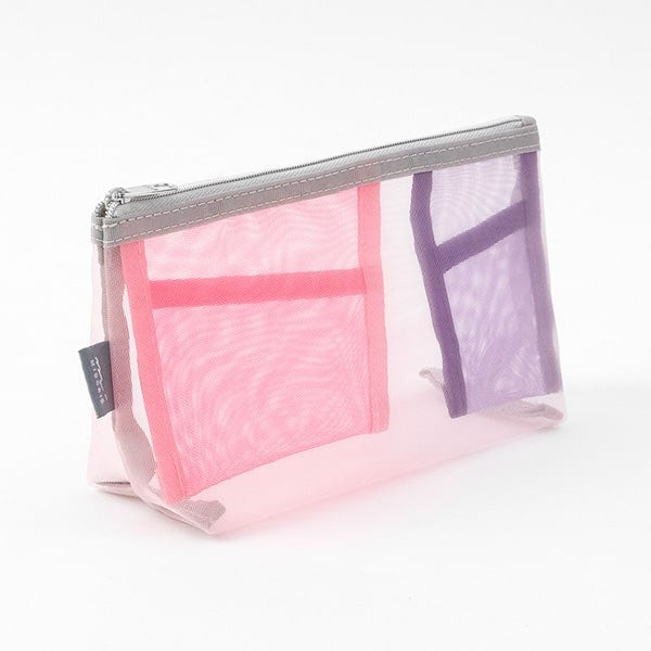 Midori | Estuche Gusset de Malla Pen & Tools Rosa