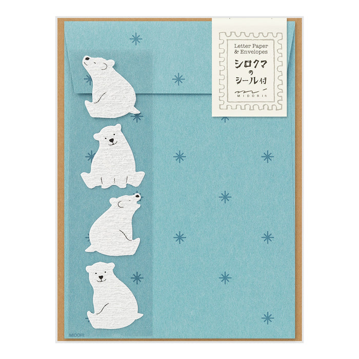 Midori Letter Set with Stickers - Polar Bear
