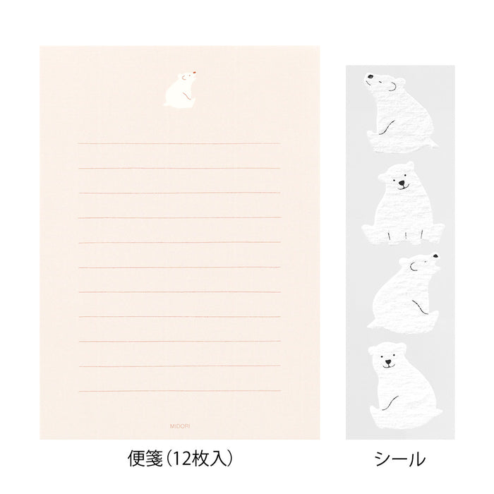 Midori Letter Set with Stickers - Polar Bear