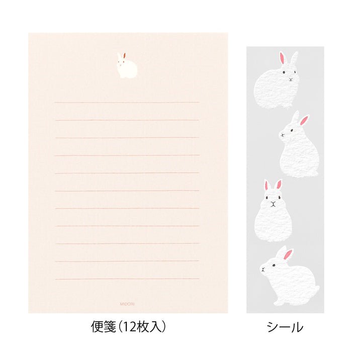Midori Letter Set with Stickers - Rabbit