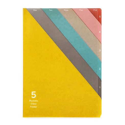 Midori | Portafolios de 5 Compartimentos A4 Stripe Yellow