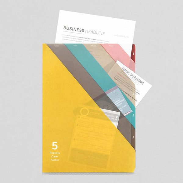 Midori | Portafolios de 5 Compartimentos A4 Stripe Yellow