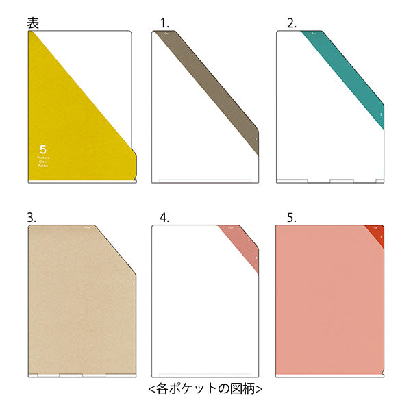 Midori | Portafolios de 5 Compartimentos A4 Stripe Yellow